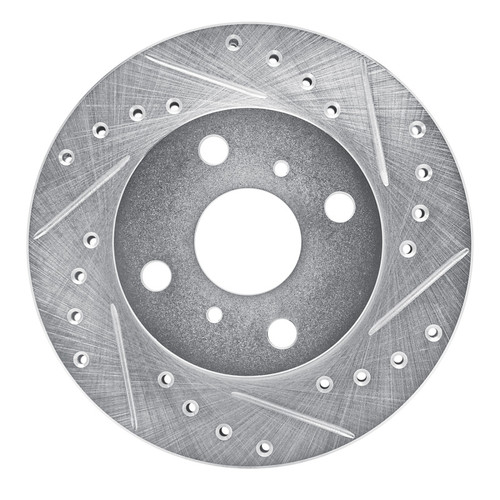 R1 88-92 Geo Prizm Front Right Drilled & Slotted Silver Brake Rotor