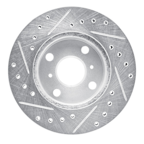 R1 88-92 Geo Prizm Front Right Drilled & Slotted Silver Brake Rotor