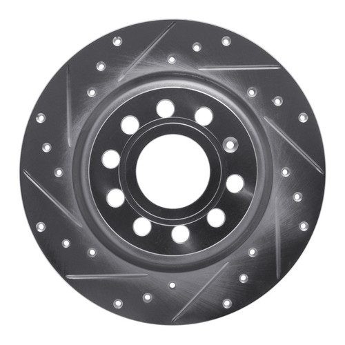 R1 05-18 Audi Q3 (Mexico) Rear Left Drilled & Slotted Silver Brake Rotor