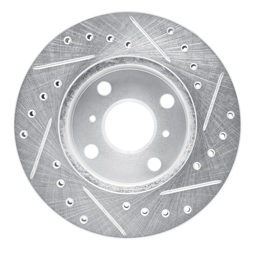 R1 88-92 Geo Prizm Front Left Drilled & Slotted Silver Brake Rotor