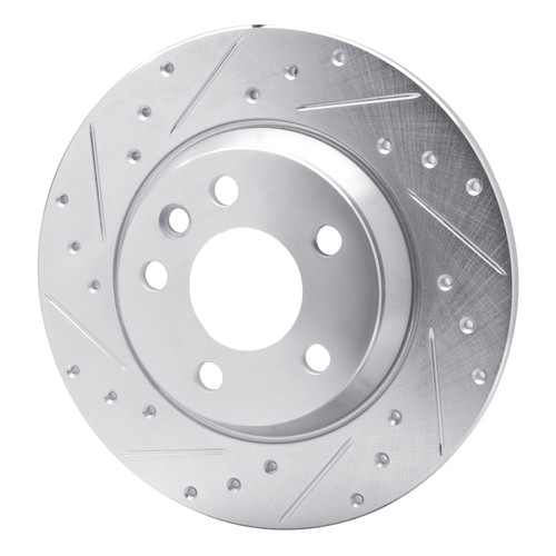 R1 01-03 Volkswagen EuroVan Rear Left Drilled & Slotted Silver Brake Rotor