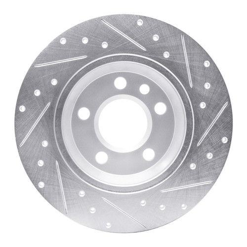 R1 01-03 Volkswagen EuroVan Rear Left Drilled & Slotted Silver Brake Rotor