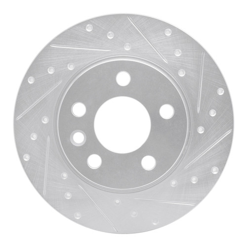 R1 96-00 Volkswagen EuroVan Rear Right Drilled & Slotted Silver Brake Rotor