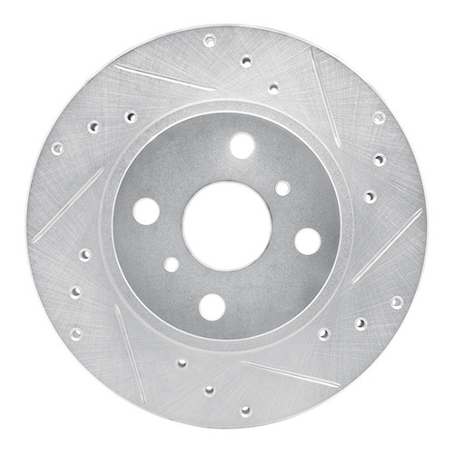 R1 87-92 Geo Prizm Front Right Drilled & Slotted Silver Brake Rotor
