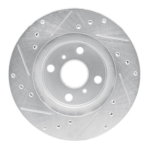 R1 87-92 Geo Prizm Front Right Drilled & Slotted Silver Brake Rotor