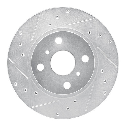 R1 87-92 Geo Prizm Front Left Drilled & Slotted Silver Brake Rotor