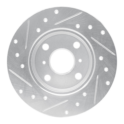 R1 85-86 Toyota MR2 Rear Right Drilled & Slotted Silver Brake Rotor
