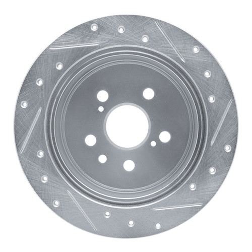 R1 86-93 Lexus ES250 Rear Left Drilled & Slotted Silver Brake Rotor