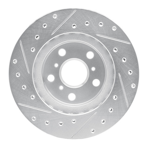 R1 86-89 Toyota Celica Front Right Drilled & Slotted Silver Brake Rotor