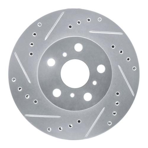 R1 86-89 Toyota Celica Front Left Drilled & Slotted Silver Brake Rotor