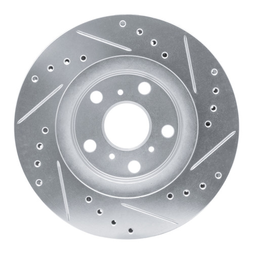 R1 86-89 Toyota Celica Front Left Drilled & Slotted Silver Brake Rotor