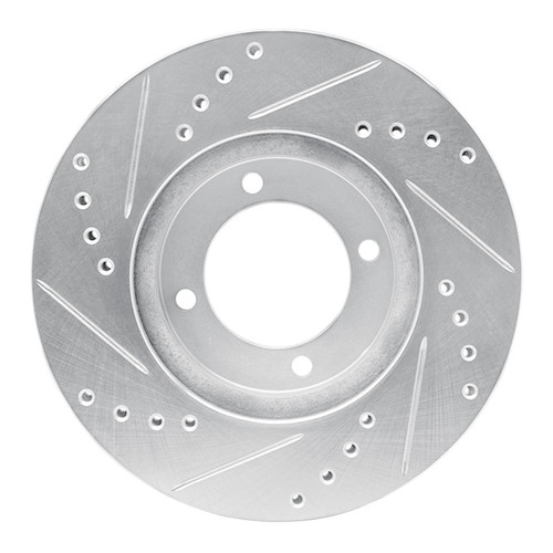 R1 84-87 Toyota Cressida Front Right Drilled & Slotted Silver Brake Rotor