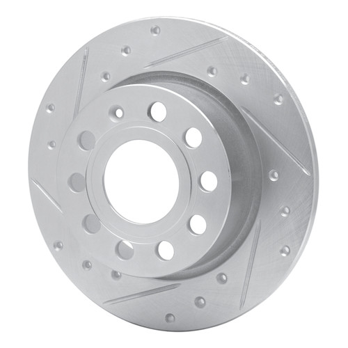 R1 10-19 Audi A3 Rear Left Drilled & Slotted Silver Brake Rotor