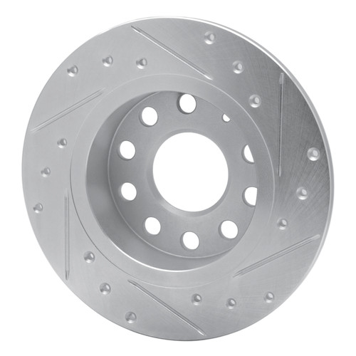 R1 10-19 Audi A3 Rear Left Drilled & Slotted Silver Brake Rotor