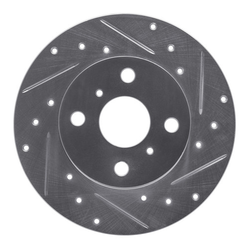 R1 83-90 Toyota Tercel Front Right Drilled & Slotted Silver Brake Rotor