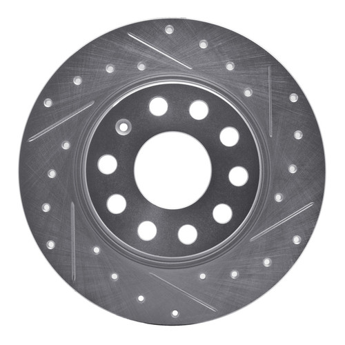 R1 05-25 Audi A3 Rear Right Drilled & Slotted Silver Brake Rotor