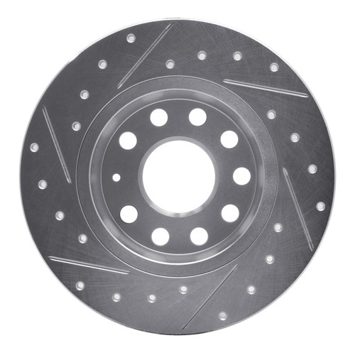R1 05-25 Audi A3 Rear Right Drilled & Slotted Silver Brake Rotor