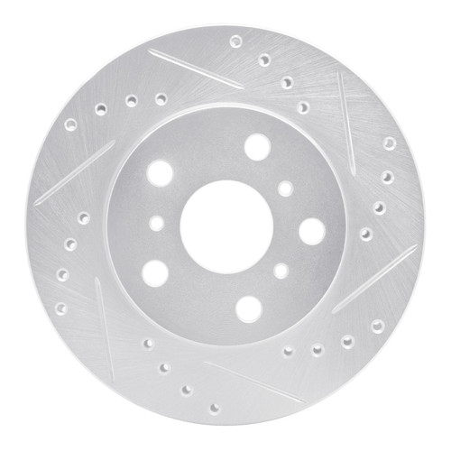 R1 83-86 Toyota Camry Front Right Drilled & Slotted Silver Brake Rotor