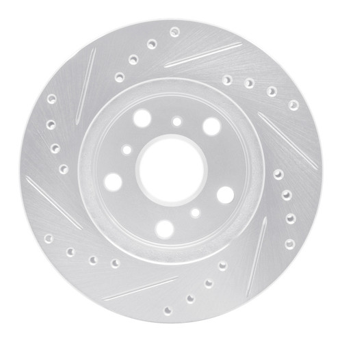 R1 83-86 Toyota Camry Front Right Drilled & Slotted Silver Brake Rotor
