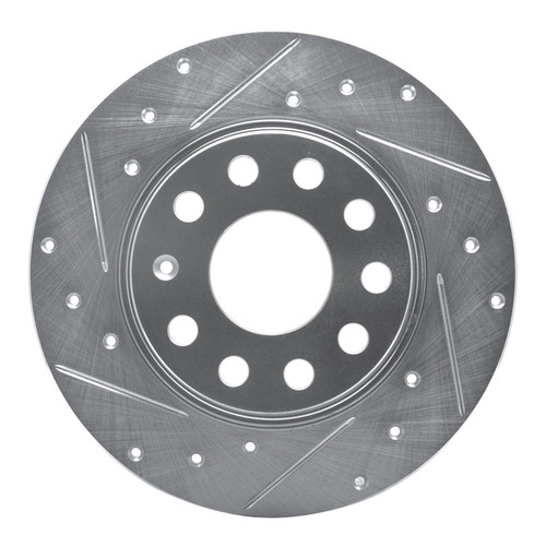 R1 05-25 Audi A3 Sportback E-Tron Rear Left Drilled & Slotted Silver Brake Rotor