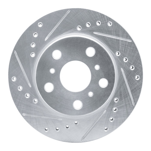 R1 83-86 Toyota Camry Front Left Drilled & Slotted Silver Brake Rotor