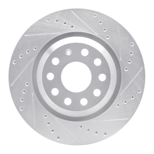 R1 06-25 Audi Q3 Rear Right Drilled & Slotted Silver Brake Rotor