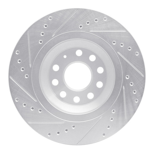 R1 06-25 Audi Q3 Rear Right Drilled & Slotted Silver Brake Rotor