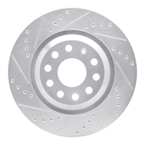 R1 06-25 Audi A3 Quattro Rear Left Drilled & Slotted Silver Brake Rotor