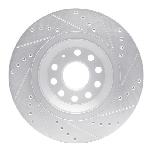 R1 06-25 Audi A3 Quattro Rear Left Drilled & Slotted Silver Brake Rotor