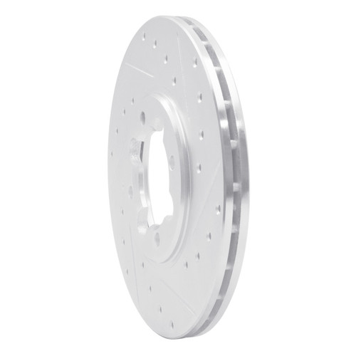 R1 82-85 Toyota Celica Front Right Drilled & Slotted Silver Brake Rotor