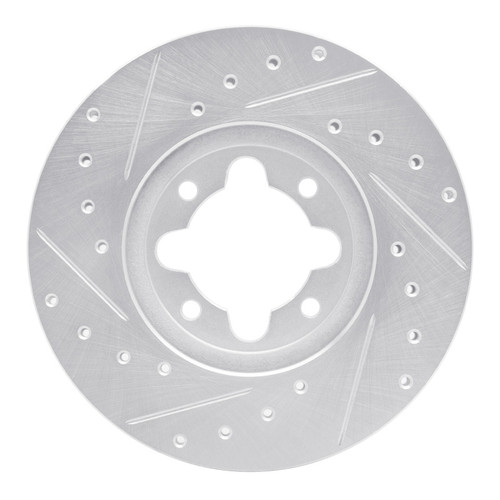 R1 82-85 Toyota Celica Front Right Drilled & Slotted Silver Brake Rotor