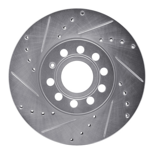 R1 05-25 Audi A3 (Mexico) Front Left Drilled & Slotted Silver Brake Rotor