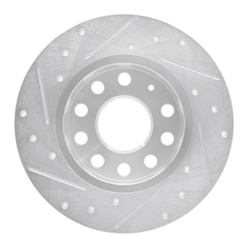 R1 05-13 Audi A3 Rear Right Drilled & Slotted Silver Brake Rotor