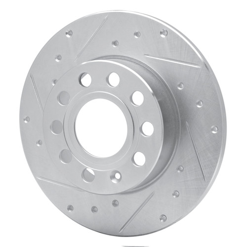 R1 05-13 Audi A3 Rear Left Drilled & Slotted Silver Brake Rotor