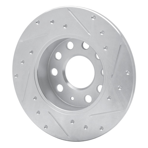 R1 05-13 Audi A3 Rear Left Drilled & Slotted Silver Brake Rotor