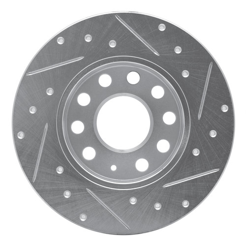 R1 05-13 Audi A3 Rear Left Drilled & Slotted Silver Brake Rotor