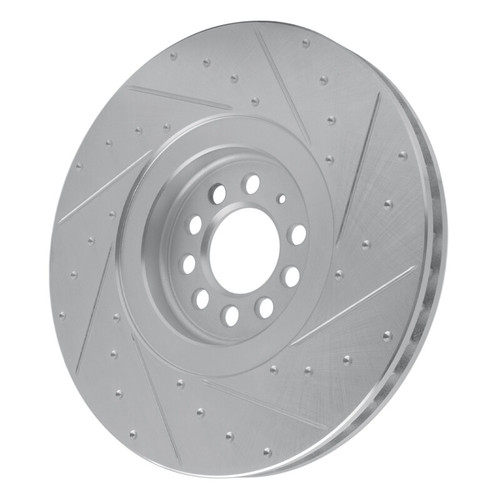 R1 04-06 Audi TT Quattro Left Front Drilled & Slotted Silver Brake Rotor