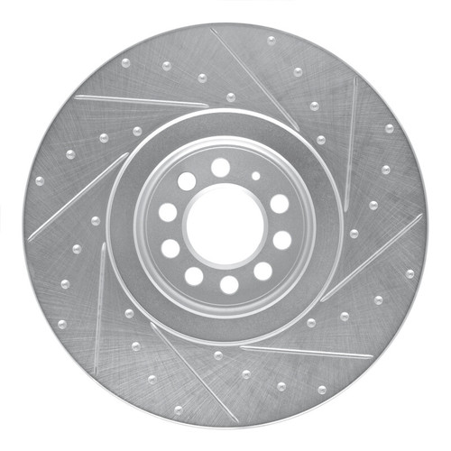 R1 04-06 Audi TT Quattro Left Front Drilled & Slotted Silver Brake Rotor