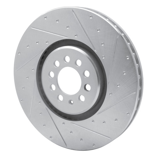 R1 04-06 Audi TT Quattro Right Front Drilled & Slotted Silver Brake Rotor