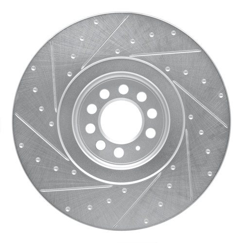 R1 04-06 Audi TT Quattro Right Front Drilled & Slotted Silver Brake Rotor