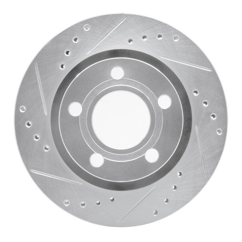 R1 99-05 Audi A6 Quattro Rear Left Drilled & Slotted Silver Brake Rotor
