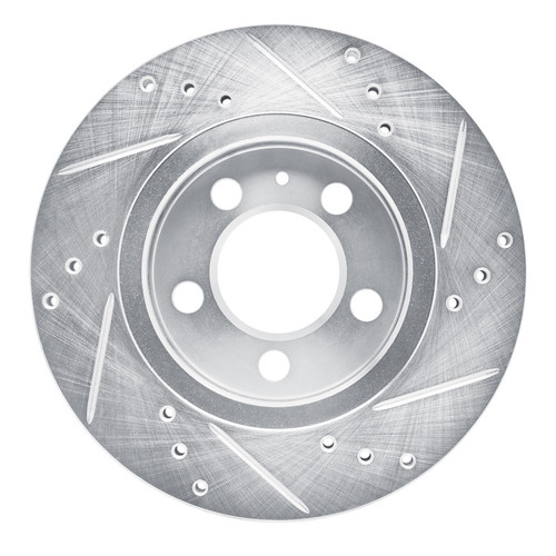 R1 00-06 Audi TT Quattro Rear Left Drilled & Slotted Silver Brake Rotor