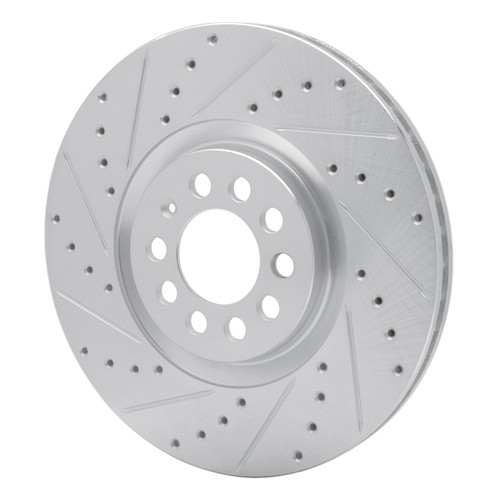 R1 00-06 Audi TT Front Left Drilled & Slotted Silver Brake Rotor