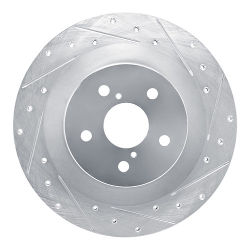 R1 21-22 Lexus RC300 Rear Right Drilled & Slotted Silver Brake Rotor