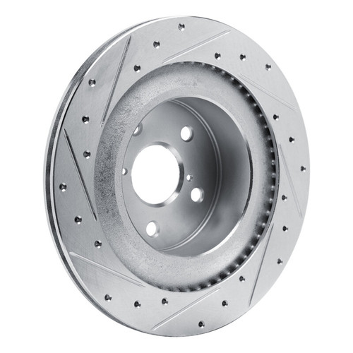 R1 21-22 Lexus RC300 Rear Right Drilled & Slotted Silver Brake Rotor