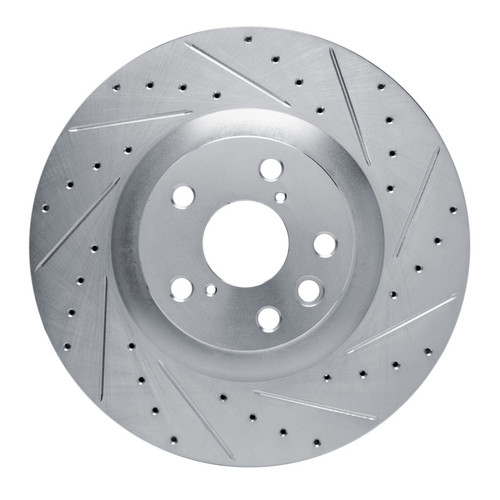 R1 11-25 Lexus GS450H Right Front Drilled & Slotted Silver Brake Rotor