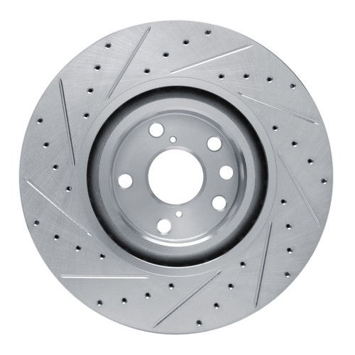 R1 11-25 Lexus GS450H Right Front Drilled & Slotted Silver Brake Rotor