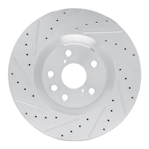 R1 11-25 Lexus GS300 Left Front Drilled & Slotted Silver Brake Rotor