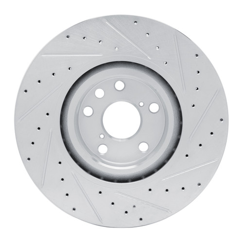 R1 11-25 Lexus GS300 Left Front Drilled & Slotted Silver Brake Rotor