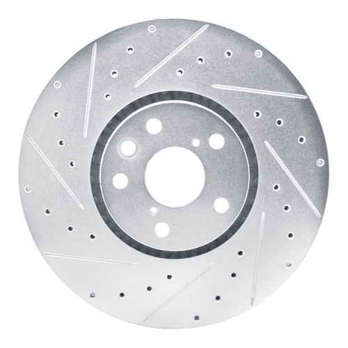 R1 06-20 Lexus GS430 Left Front Drilled & Slotted Silver Brake Rotor EDZ-75052D